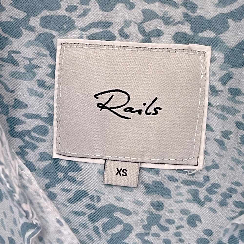 Rails Josephine Aqua Python Light Blue Button Down Shirt size XS - Picture 5 of 9